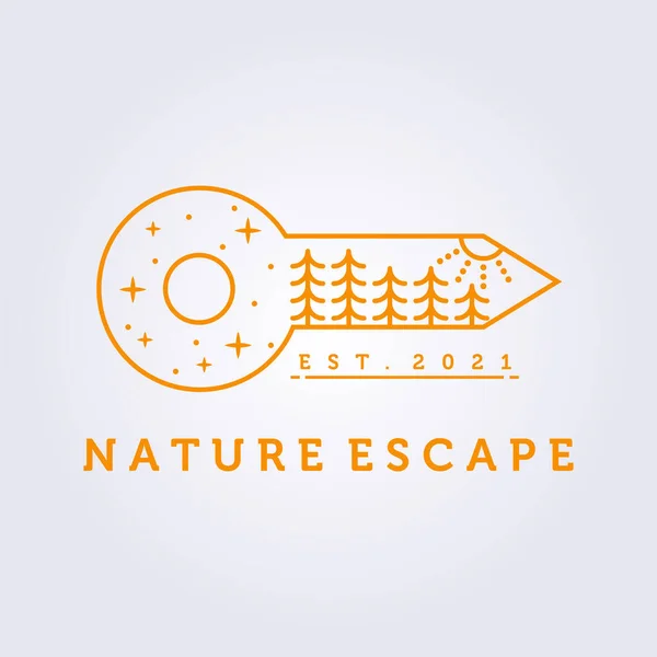 Natur Flucht Aufkleber Wald Logo Symbol Zeichen Etikett Vektor Illustration — Stockvektor