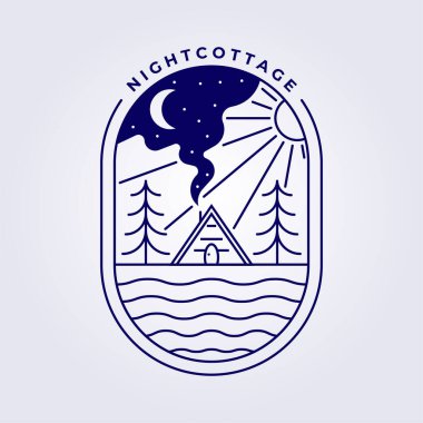 Gece kulübesi logosu logo vektör simgesi illüstrasyon tasarımı modern çizgi sanat logosu basit minimalist konforlu