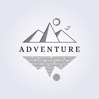 Basit macera dağı logosu vektör çizim çizgisi sanat tasarımı monolin doğrusal anahat yaratıcı
