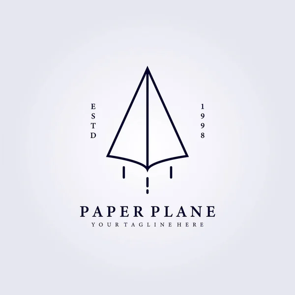 Simple Travel Logo Paper Plane Line Art Vector Minimalist Illustration — Stock Vector