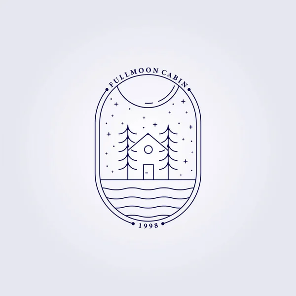 Träd Hus Café Skog Snickare Logotyp Vektor Illustration Design Linje — Stock vektor