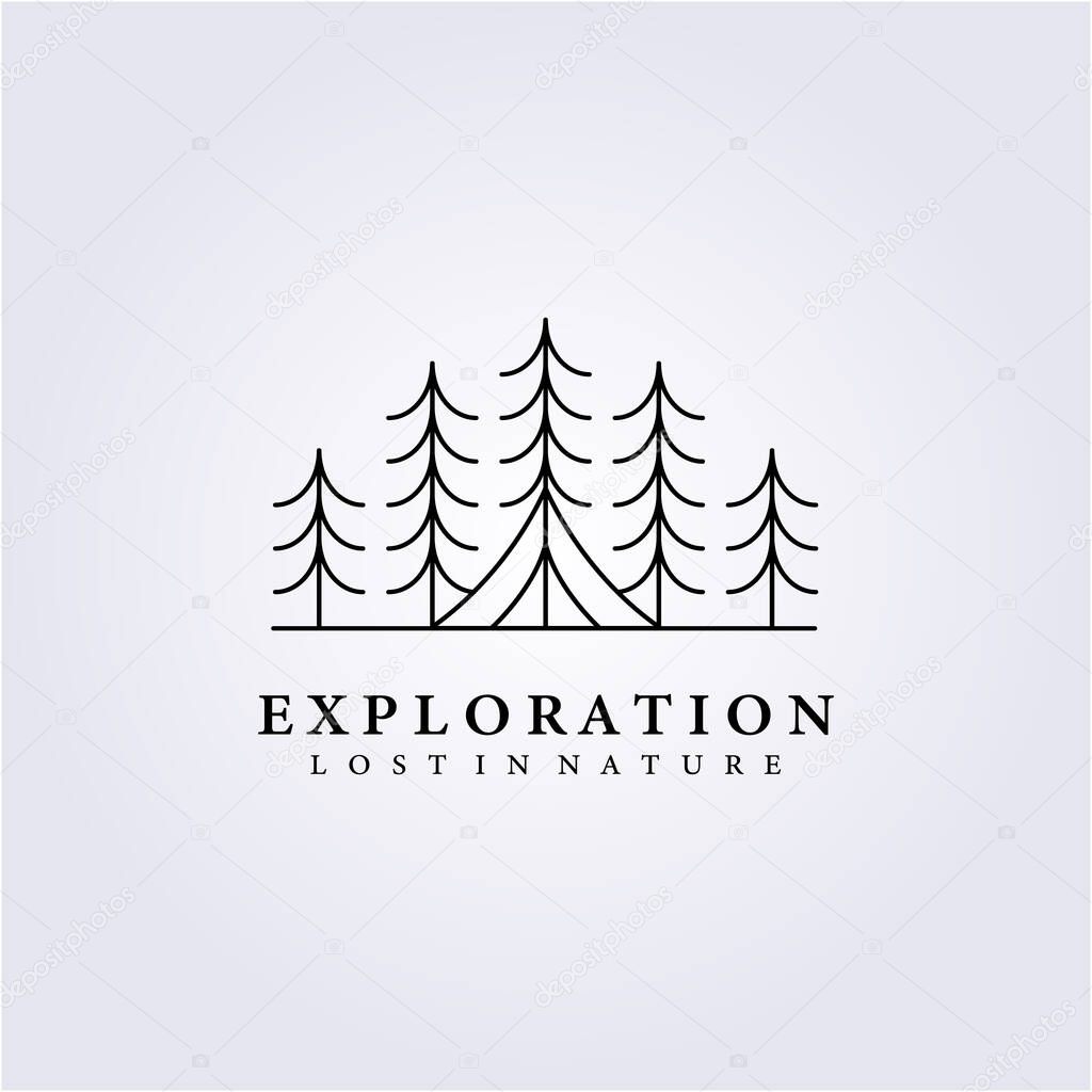 travel forest camping jungle logo vector illustration icon symbol template background abstract label design line art