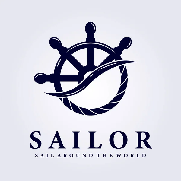 Marinheiro Navio Boi Verão Náutico Logotipo Vetor Ilustração Design Com — Vetor de Stock