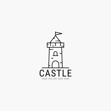 Castle çizgisi sanat minimalist logo vektör çizimi tasarımı