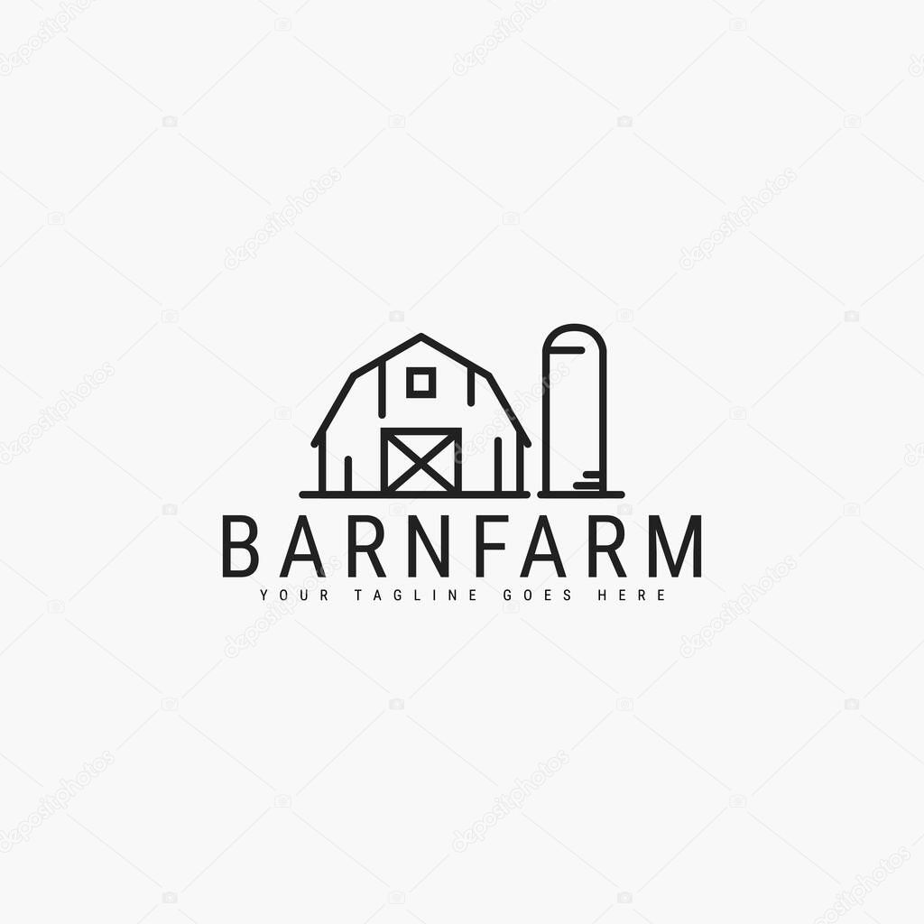 Barn line art minimalist logo vector illustration design