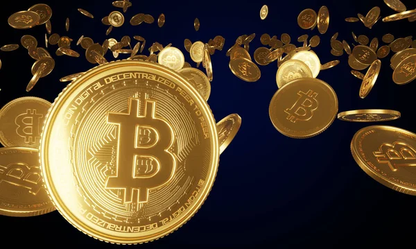 Küresel bitcoin grubunun düşüşünün 3 boyutlu görüntüsü