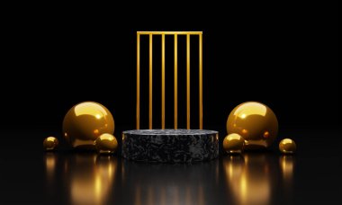 Şekilleri olan soyut altın geometrik podyum
