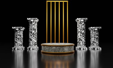 Lüks 3D mermer sütunlu podyum