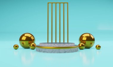 3D yuvarlak podyum, mavi arka planda dur