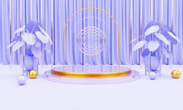 Doğa tesisi 3d gerçekçi podyum ürün tanıtım görüntüsü