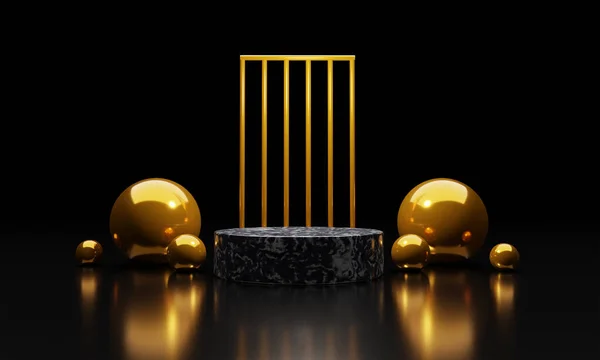 Şekilleri olan soyut altın geometrik podyum