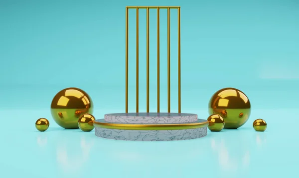 3D yuvarlak podyum, mavi arka planda dur