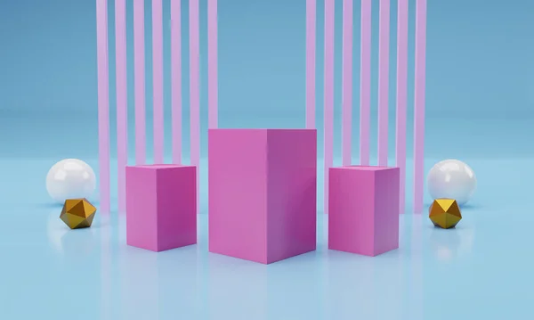 Geometrik Mavi Kare Podyumu