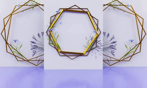 Beyaz arkaplanda altın çerçeve