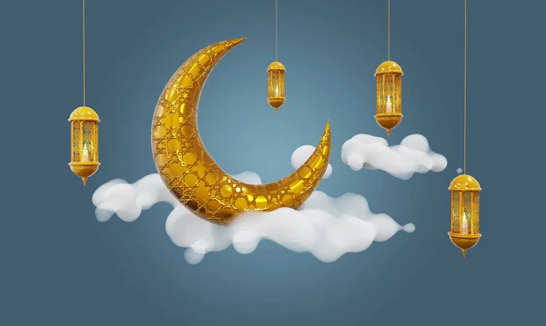 Hilal ve bulut Ramazan Kareem arkaplanı