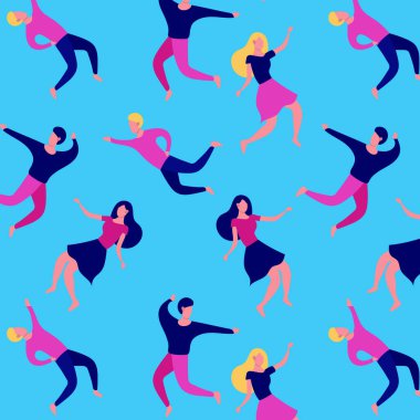 Kusursuz desenli karakter erkek kadın düz tasarım ambalaj stili