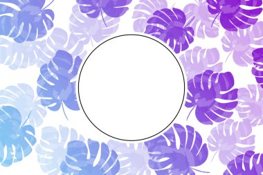 Palmiye yapraklı tropik arkaplan ve metin için boş alanı olan egzotik bitkiler