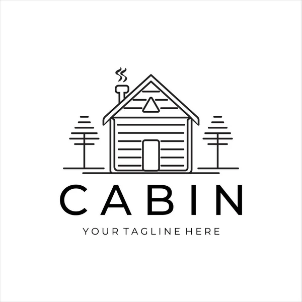 Cabine Cottage Linha Arte Minimalista Vetor Logotipo Ilustração Design — Vetor de Stock