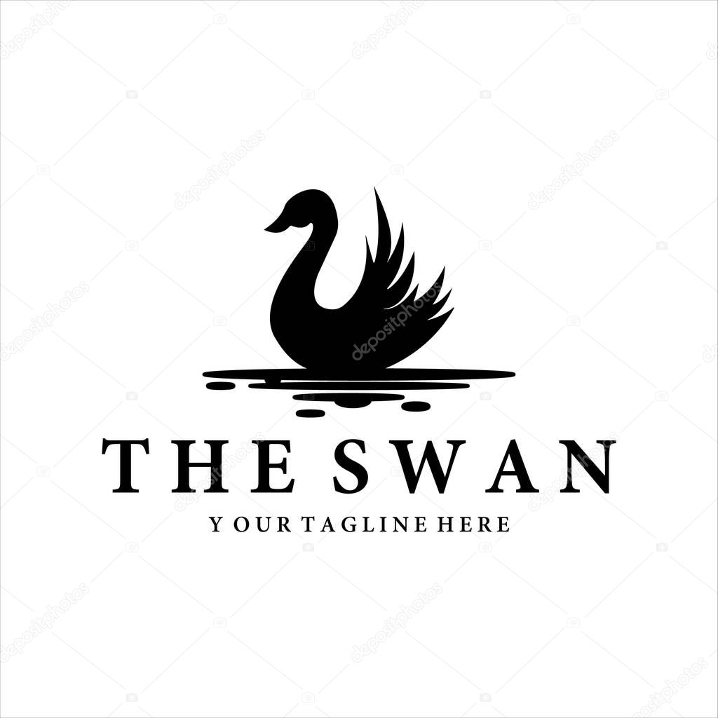 swan vintage logo vector illustration design