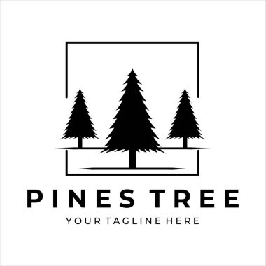çam ağacı logo vektör vintage illüstrasyon tasarımı