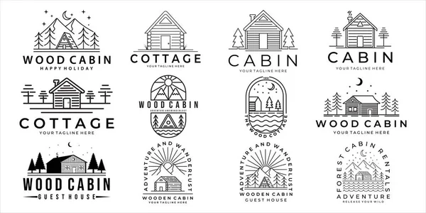 Set Van Cabine Cottage Logo Vector Illustratie Sjabloon Pictogram Ontwerp — Stockvector