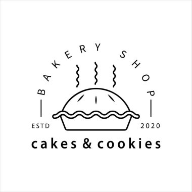 Pastane logosu çizimi sanat vektör çizimi şablon ikon tasarımı. iş yeri logosu için pasta ve kurabiye ya da pasta logosu kavramı