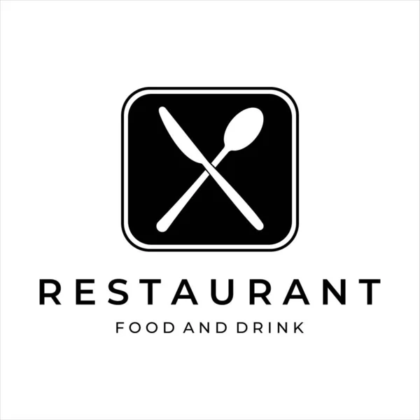 레스토랑 로고를 숟가락 빈티지 일러스트 템플릿 아이콘 디자인 비즈니스 개념의 — 스톡 벡터