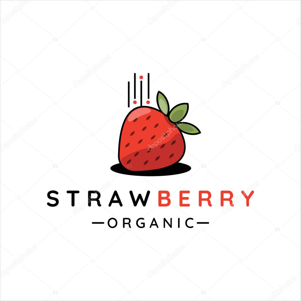 Strawberry logo vector illustration template icon design. fruit or vegetable icon for business farm with modern vintage concept style