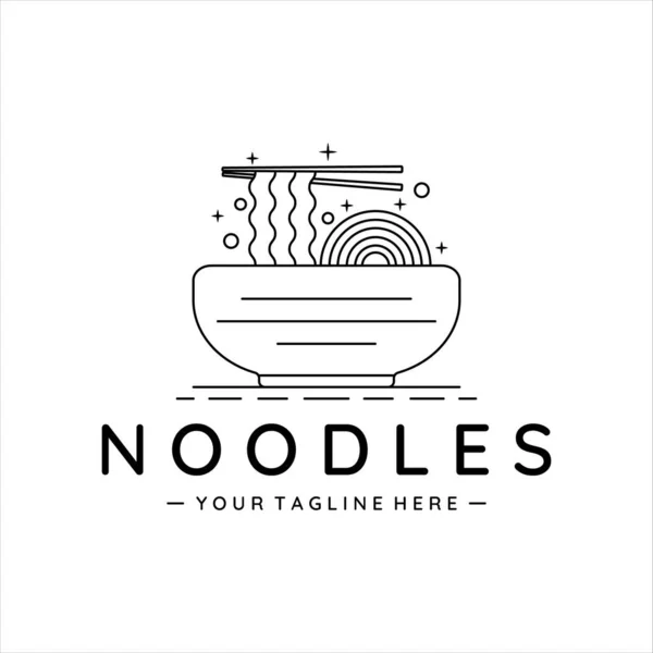 Nudle Nebo Ramen Mísa Logo Čára Výtvarný Vektor Jednoduchý Minimalistický — Stockový vektor