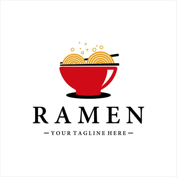 Nouilles Ramen Bol Logo Vecteur Vintage Modèle Icône Design Symbole — Image vectorielle