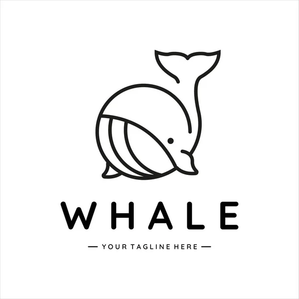 鲸鱼线艺术简约矢量标识图例模板图标设计 座头鱼的象征海洋的简单概念 — 图库矢量图片