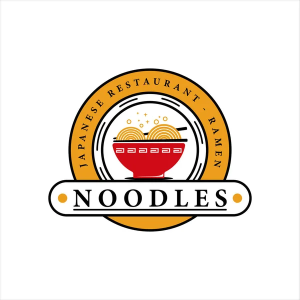 Nudle Nebo Ramen Miska Logo Vektorové Vintage Vzor Ikony Design — Stockový vektor