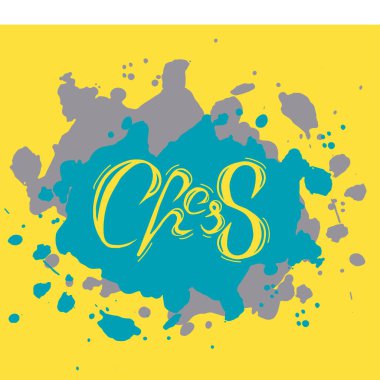 Vector illustration of chess. Handwritten letters. Lettering. For printing products: postcard, poster, invitations. As a logo for companies that organize chess tournaments, training, and chess clubs.