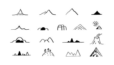 Doodle Dağları. Soyut vektör tasarımı. Siyah ve beyaz renkler
