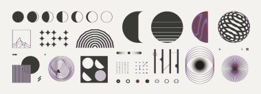 Abstract shapes. Minimal contemporary design forms and symbols with chromatic effect. Vector trendy isolated set clipart