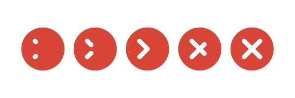 Cancelar kit de animação botão. Marque marca, tokens de cor vermelha, ícones de carrapato, ilustração vetorial — Vetor de Stock