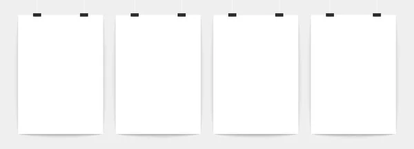 Plakaty na ścianie makiety, trzy plakaty, białe papiery, ilustracja wektorowa — Wektor stockowy