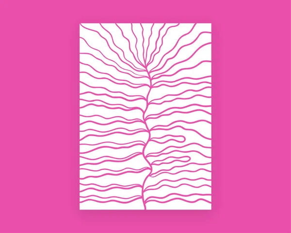 Plante abstraite inspirée de Matisse. Fond rose fleur affiche fleur. Dessin organique, art vectoriel moderne — Image vectorielle