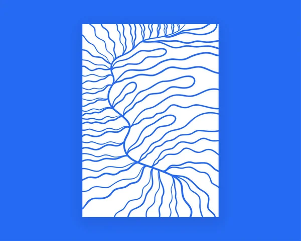 Plante abstraite inspirée de Matisse. Fond bleu dessin floral en lignes neutres. Formes botaniques, illustration vectorielle — Image vectorielle