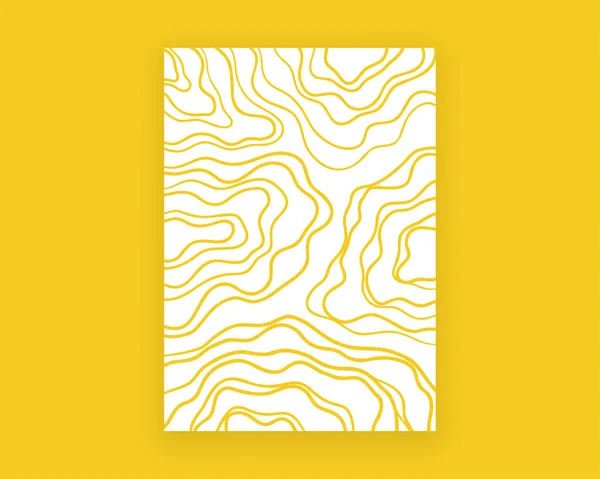 Plante abstraite inspirée de Matisse. Couleur jaune fond lignes doodle. Formes neutres composition dessinée. Art vectoriel — Image vectorielle