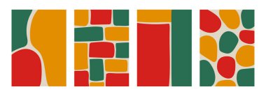 Yuvarlak şekilli çağdaş sanat posterleri. Parlak renklerde geometrik ögeler. 