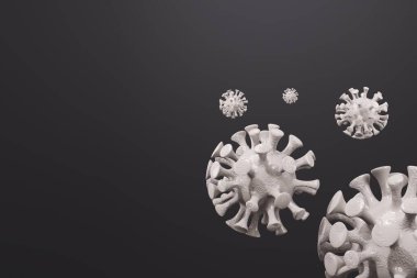 Coronavirus 'un 3 boyutlu görüntüsü. Hayati tehlike arz eden Covid-19 virüsünün tıbbi konsepti.