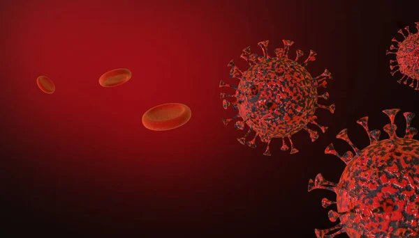 코로나 바이러스와 적혈구 렌더링 생명을 위협하는 Covid Virus 발병에 의학적 — 스톡 사진