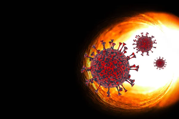 Renderização Coronavirus Conceito Médico Surto Vírus Covid Com Risco Vida — Fotografia de Stock