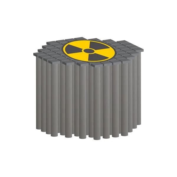 Reactor Nuclear Con Varillas Grafito Vista Isométrica — Vector de stock
