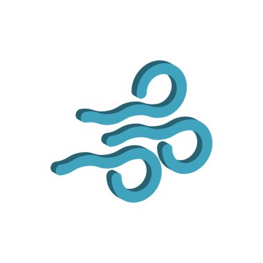 Rüzgar simgesi. Isometric ve 3D görünüm.