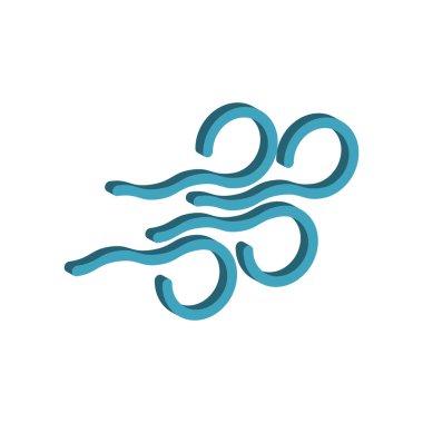 Rüzgar simgesi 3D vektör illüstrasyonu ve izometrik görünüm.