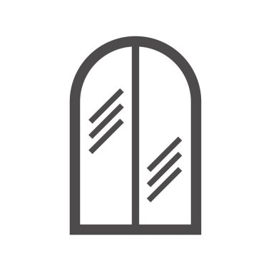 Düz çizgili pencere simgesi. Vektör illüstrasyonu.