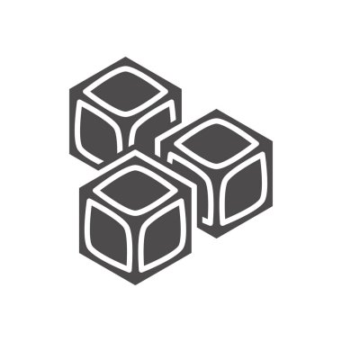 Düz biçimdeki buz küpleri simgesi. Vektör illüstrasyonu.