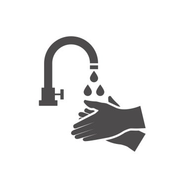 Ellerinizi düz bir şekilde yıkayın. Vektör illüstrasyonu.